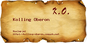 Kolling Oberon névjegykártya